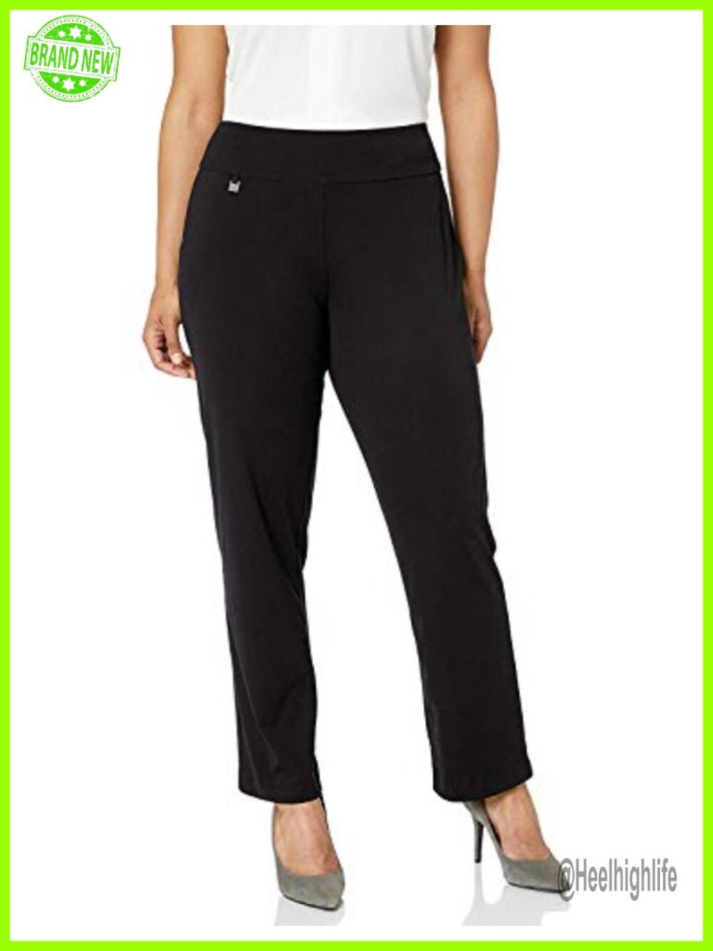 Pull On Flare Leg Knit Pant with Tummy Control Panel, Wrinkle Resistant